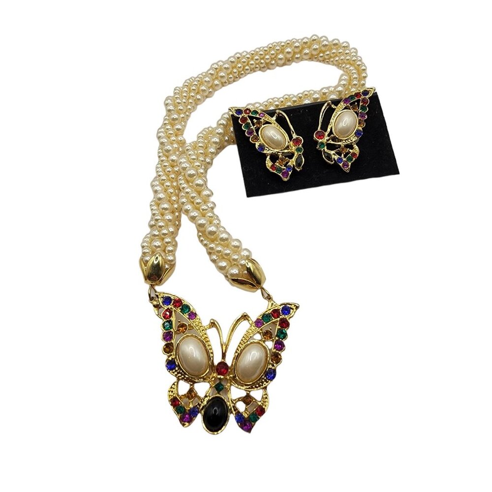 Vintage Mogul Butterfly Necklace Set (A670)